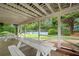 Covered patio with picnic tables offering a shaded retreat with tennis court views at 4104 Glenaire Nw Way, Acworth, GA 30101