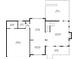 Detailed floor plan showing kitchen, dining area, garage, laundry, bath and living room dimensions at 7155 Bannister Park Ln, Cumming, GA 30028
