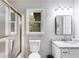 A pristine bathroom features a granite vanity, modern fixtures, and a shower at 10213 Tall Pine Ct, Villa Rica, GA 30180