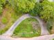 Aerial view of the driveway surrounded by a well-manicured lawn and lush trees at 10213 Tall Pine Ct, Villa Rica, GA 30180