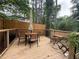 Inviting wood deck featuring an outdoor dining set, perfect for relaxing or entertaining in a secluded backyard at 910 Oriole Se Ln, Marietta, GA 30067