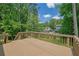 Open wood deck offers beautiful views of the private backyard and wooded surroundings at 2673 Deerfield Sw Cir, Marietta, GA 30064