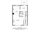 Main level floor plan featuring a kitchen, living room, dining area, and balcony at 10090 Jones Bridge Rd # 2, Alpharetta, GA 30022
