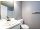 Cozy bathroom featuring a white single sink vanity and a gray wall at 3001 Majestic Park Ct, Duluth, GA 30096