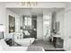 Modern bathroom features a soaking tub, glass shower, dual vanity, and cityscape views at 45 Ivan Allen Jr Nw Blvd # 1702, Atlanta, GA 30308