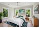 Light-filled bedroom with large windows, a ceiling fan, light hardwood floors and neutral paint at 1059 Woodland Ave, Atlanta, GA 30316
