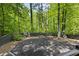 View of the landscaped backyard, showcasing the dark mulch and lush greenery, enclosed by a modern dark fence at 4331 Volnay Ne Ct, Marietta, GA 30066