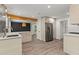 Open kitchen featuring stainless steel appliances and wood beam detail at 4331 Volnay Ne Ct, Marietta, GA 30066