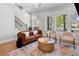 Comfortable living room featuring large windows, neutral decor, and hardwood flooring at 1010 Fendley St, Woodstock, GA 30188