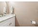 Powder room featuring a white vanity with silver hardware and a neutral-toned wall at 1712 Grist Mill Dr, Marietta, GA 30062