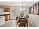 Cozy dining area with a wooden table and chairs, adjacent to the kitchen and a patio door at 35 Kendall Ln, Covington, GA 30014