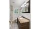 Bathroom with tiled shower, granite counters, wood vanity, and wooden floors at 3521 Eaglerock Dr, Atlanta, GA 30340