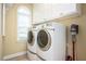 Laundry room featuring a washer, a dryer, and cabinetry at 725 Heathland Dr, Roswell, GA 30075