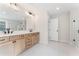 Primary bath features a double sink vanity, a glass shower, and tile floors at 2719 Byess Ct, Marietta, GA 30064