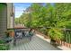 Spacious back deck featuring outdoor seating and views of the lush greenery in the back yard at 1645 Horseshoe Creek Ln, Cumming, GA 30041