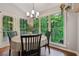 Charming breakfast nook features a round table set, large windows offering wooded views, and an abundance of natural light at 2986 Edenberry Nw Ln, Kennesaw, GA 30152