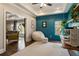 A second view of the bright bedroom with a beanbag chair and view into another room at 2660 Burnt Hickory Dr, Cumming, GA 30028