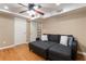 Finished basement featuring a seating area, hardwood floors, and recessed lighting at 6637 Oak Farm Se Dr, Acworth, GA 30102