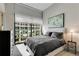 A modern bedroom with city views, a comfortable bed, and minimalist decor, offering a stylish and serene space at 40 12Th Ne St # 1406, Atlanta, GA 30309
