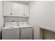 This laundry room features a washer, dryer, and white cabinets for storage at 4708 Tall Pines Nw Dr, Atlanta, GA 30327