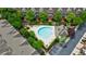 Aerial shot of the community pool area featuring lounge chairs and verdant landscaping at 359 Alderwood Ln, Atlanta, GA 30328