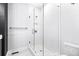 Modern bathroom with glass-enclosed shower and white subway tile at 4462 Dandelion Ln, Atlanta, GA 30342