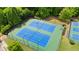 Aerial shot showcasing the community tennis courts surrounded by lush trees, providing an ideal outdoor space at 4630 Roseman Trl, Cumming, GA 30040
