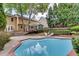 Beautiful pool and patio area surrounded by lush landscaping and mature trees at 3007 Frazier Ct, Decatur, GA 30033