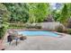 Backyard view featuring a pool surrounded by lush landscaping, greenery and cozy lounge chairs at 3007 Frazier Ct, Decatur, GA 30033