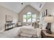 Bright main bedroom with vaulted ceiling, large windows, and modern furniture at 3007 Frazier Ct, Decatur, GA 30033