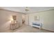 Bedroom features carpet, a chest of drawers, and a white bench at 3999 Saint Clair Ne Ct, Brookhaven, GA 30319