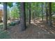 Wooded backyard featuring mature trees, a hot tub on a deck, and natural landscaping at 122 Griffin Way, Canton, GA 30115