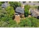 Aerial perspective capturing a home and backyard, nestled amidst lush, mature trees for ultimate privacy at 902 Laurel Crest Dr, Woodstock, GA 30189
