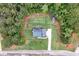 Overhead view of the property showcasing landscaping, large backyard, and surrounding greenery at 117 Constance Dr, Locust Grove, GA 30248