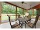 Inviting screened porch with ceiling fans offers views of the backyard at 117 Constance Dr, Locust Grove, GA 30248