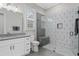 Sleek bathroom with stylish tile shower and modern vanity at 4216 Tattnall Run, Acworth, GA 30101