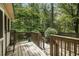 Wooden deck with railings offers an outdoor space surrounded by green trees and a peaceful, natural environment at 5015 Preservation Pointe Nw, Kennesaw, GA 30152
