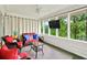 Cozy sunroom with ample natural light, wicker seating, and views of the lush yard at 4140 Summit Dr, Marietta, GA 30068