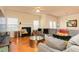 Comfortable living room featuring hardwood floors, fireplace, comfortable seating, and stylish decor at 5888 Cobblestone Creek Cir, Mableton, GA 30126