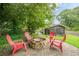 Backyard brick fire pit with Adirondack chairs and screened in porch at 2497 Edwards Nw Dr, Atlanta, GA 30318