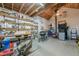 Garage equipped with ample storage and a ceiling fan at 2497 Edwards Nw Dr, Atlanta, GA 30318