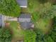 Aerial view of a home with a dark roof, surrounded by lush greenery and a well-maintained lawn at 4896 Muirwood Dr, Powder Springs, GA 30127