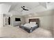 Spacious main bedroom retreat with tray ceiling, plush carpeting and neutral color palette at 3060 Robertswood Dr, Powder Springs, GA 30127
