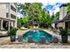 Captivating backyard view with a stunning pool, comfortable seating, and mature trees at 171 Beverly Ne Rd, Atlanta, GA 30309