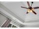 Close up of bedroom ceiling with ceiling fan and natural light at 3135 Castlewood Dr, Loganville, GA 30052