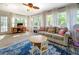 Cozy living room with natural light, comfortable seating, and a ceiling fan at 5327 David Cir, Covington, GA 30014