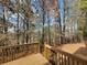 Wood back deck surrounded by a wooded scene, providing peace and quiet at 1745 Collines Sw Ave, Atlanta, GA 30331