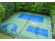 Aerial view of the community tennis and basketball courts, surrounded by trees at 301 Silver Spring St, Dallas, GA 30157