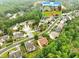 Residential aerial view of a homes in a cul-de-sac surrounded by lush greenery and manicured lawns at 3174 Piney Woods Cir, Buford, GA 30519