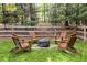 Backyard fire pit area with Adirondack chairs and privacy fencing at 8260 Overview Ct, Roswell, GA 30076